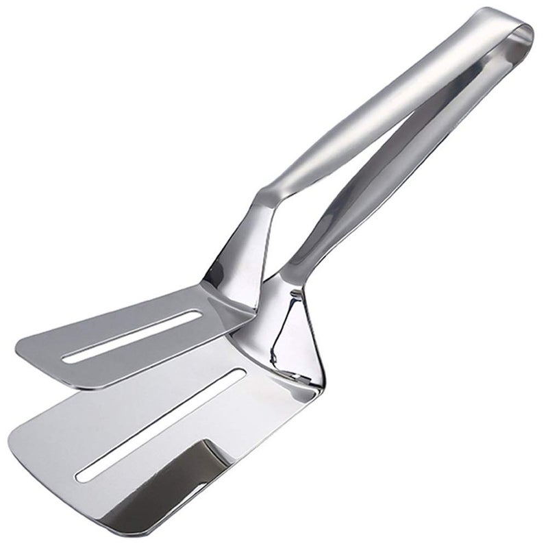JXHAPY 304 Kitchens Tongs 11 Inch 1 Pack Premium Stainless Steel Multipurpose Gripper Bread Clip/Steak Clamps/Fried Steak Clamp/Barbecue Tongs/Beefsteak Turner Flipper - Image 1